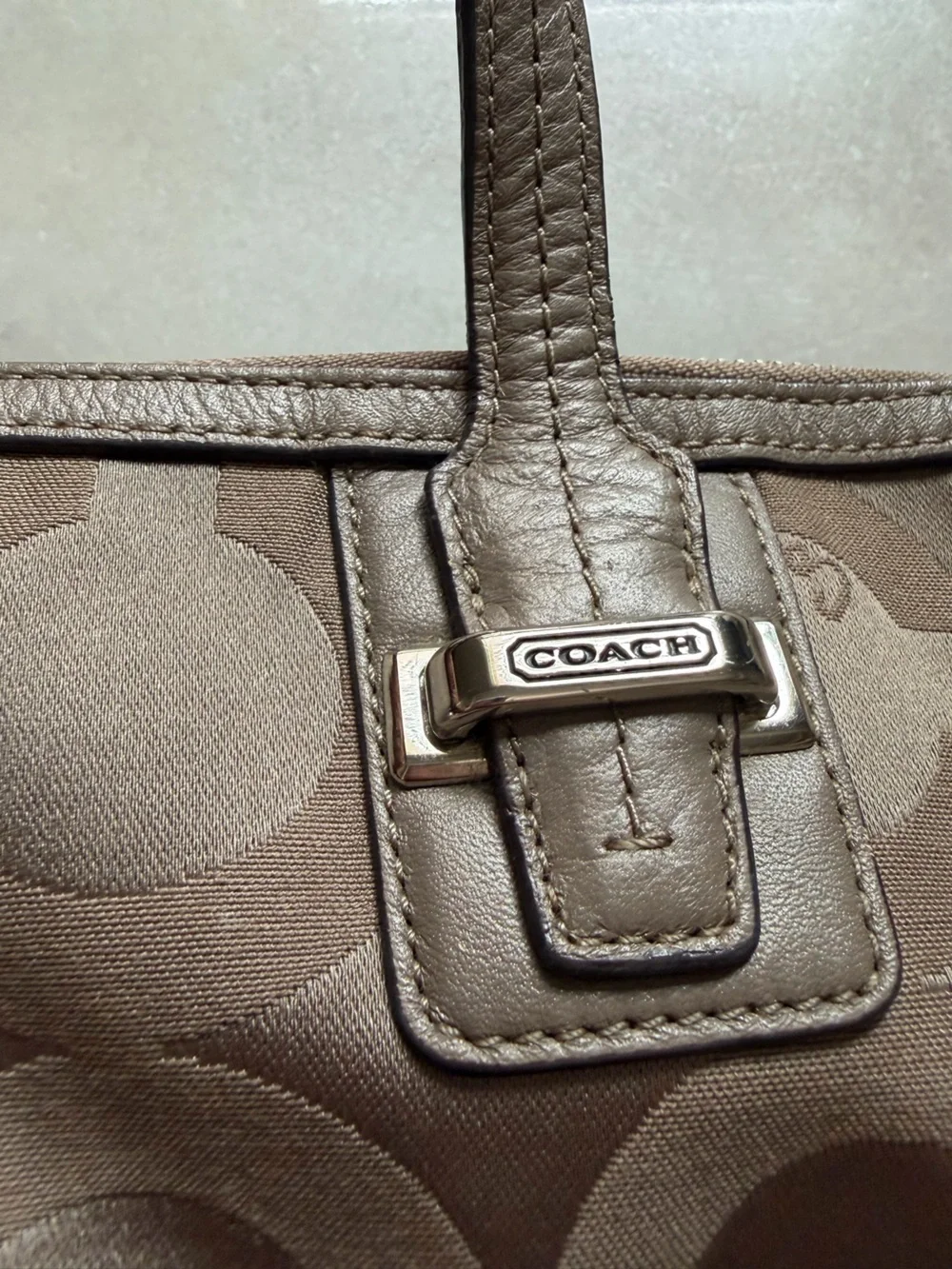 Coach Taupe Signature Satchel